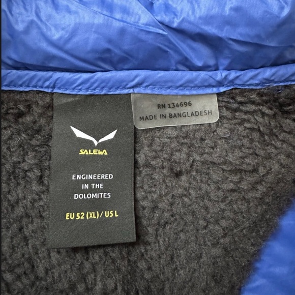 $400 Salewa Men Ortles Hybrid Rds 750 Down Wool Hybrid Jacket Blue Large EU 52 - Picture 5 of 9